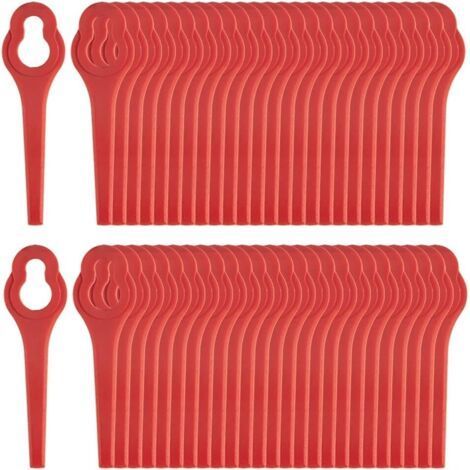 50 cuchillas de repuesto para desbrozadora, cuchillas de plástico de repuesto para cortacésped y bordeadora, rojas, 90 mm (1/4)