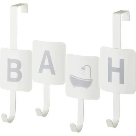 Patères porte manteau mural - JUANIO - Lot de 4 - Métal - Blanc - 36x11x28 cm (1/3)