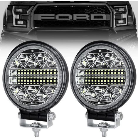 phare de travail led tracteur 2 x 102W 4 "LED Projecteur Ronde Phares Longue Portee led IP68 Spot Flood Lumière de recul pour Voiture Camion Tracteur SUV Bateau (1/4)