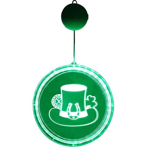 Saisonale und festliche Dekorationen: St. Patrick's Day Fensterlichter, grüne Kleeblatt-Lichterketten mit Saugnapf, batteriebetriebene romantische Innenbeleuchtung (1/5)