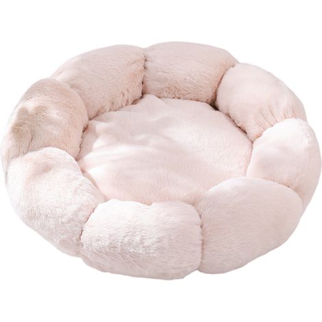 - Lit Ronde Forme Beignet Avec Coussin Central Amovible Et Lavable - Tissu Peluche Doux - Antidérapant - 1 Pièce (1/5)