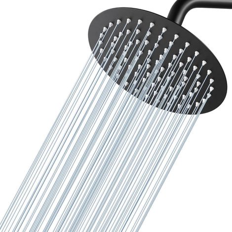 Regendusche 20cm rund, Edelstahl 304, mattschwarz, Wassersparend (1/5)