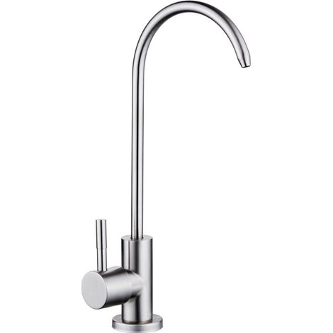 1/2 '' Col de Cygne Robinet de Zinc à Poignée Unique Robinet Rotatif à 360 ° Chromé avec Filtre à Eau Potable à Osmos Inverse pour Cuisine (1/5)
