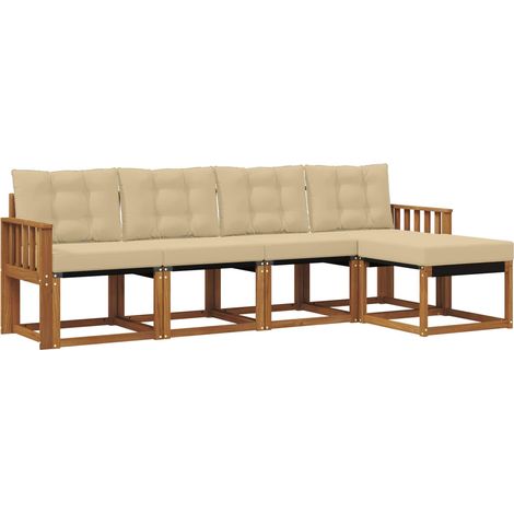 Ensemble de canapés d'extérieur 5 pcs Salon de jardin Naturel et Beige (1/5)