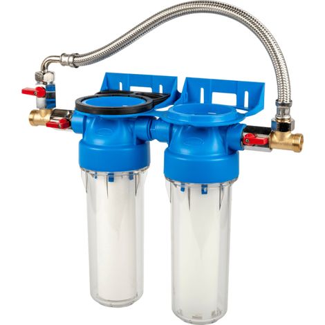 Apic – Filtre sous évier double anti-tartre – Filtration 5 microns – Kit by-pass inclus – Protection contre l'entartrage et corrosion
