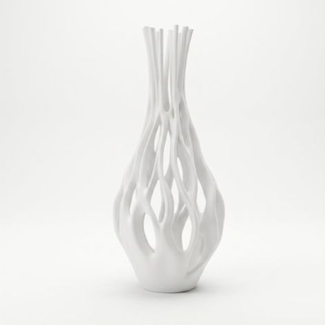 Vaso decorativo traforato per fiori, bianco, elegante, effetto ragnatela