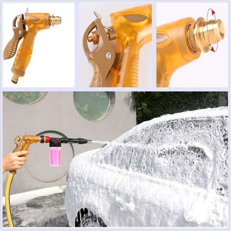 Auto-Wasserpistole, Auto-Sprühpistole, Auto-Schaumpistole, 2-in-1-Sprühpistole mit Metalldüse, Manu Schaumpistole für Auto, Fenster und Garten (1/4)