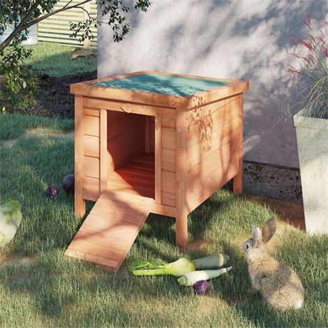 Durable Fir Wood Pet House with Hinged Roof and Heart-Shaped Lock, Waterproof Design with Non-Slip Ramp for Small Dogs and Rabbits