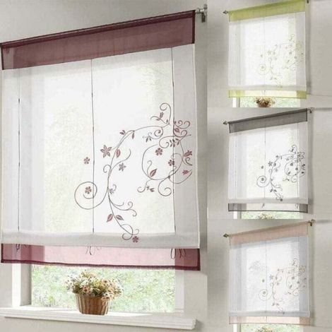 Rideau - Languette Supérieure - Gris - 80 X 120 Cm - Cuisine Balcon (1/4)