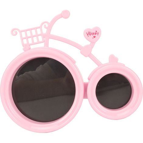 Cadre photo bébé vélo rose, joli cadre double décoratif pour bureau, jumelle photo enfantine, présentoir mignon pour chambre, format 2 photos. (1/5)