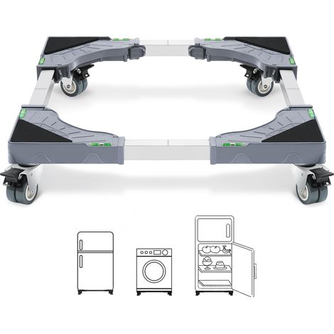 Support pour lave-linge avec 4 roulettes verrouillables, supporte une charge de 200 kg, largeur réglable de 40 à 62 cm, compatible avec lave-linge, sèche-linge et réfrigérateur. (1/5)