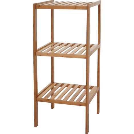 [NEUWERTIG] Badregal HHG-550, Badezimmer Badschrank Standregal, Bambus 80x34x33cm