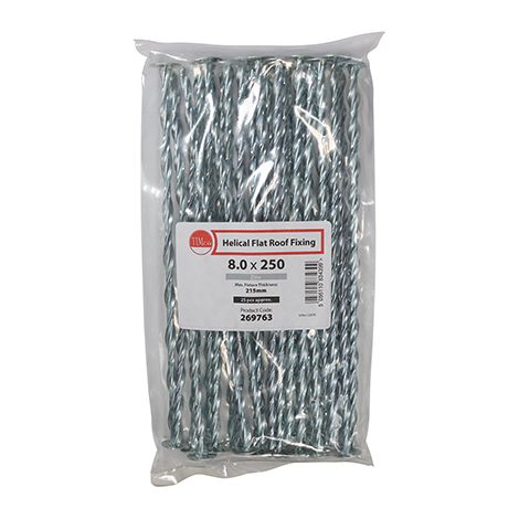 TIMCO Helical Flat Roof Fixing Silver - 8.0 x 250
