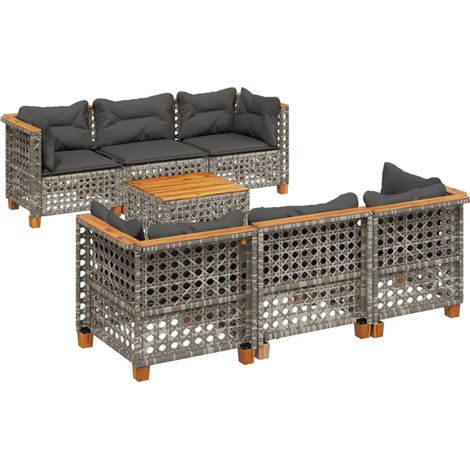 Maison Exclusive - Set Divano da Giardino 8 pz con Cuscini Grigio in Polyrattan (1/5)