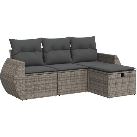 Maison Exclusive - 4-tlg. Garten-Sofagarnitur mit Kissen Grau Pol