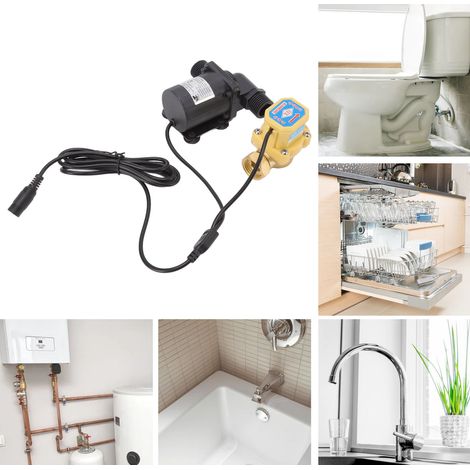 Pompe de surpression silencieuse sans balais CC pour chauffe-eau solaire avec détecteur de débit, 6-24 V, filetage mâle G1/2 (1/5)