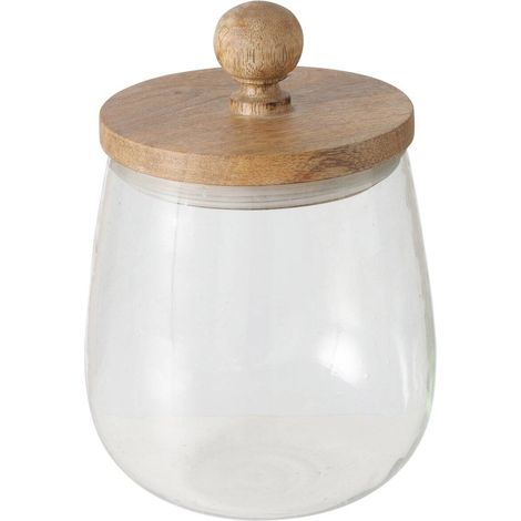 Glas VARUD mit Deckel aus Mangoholz, Ø 12 cm