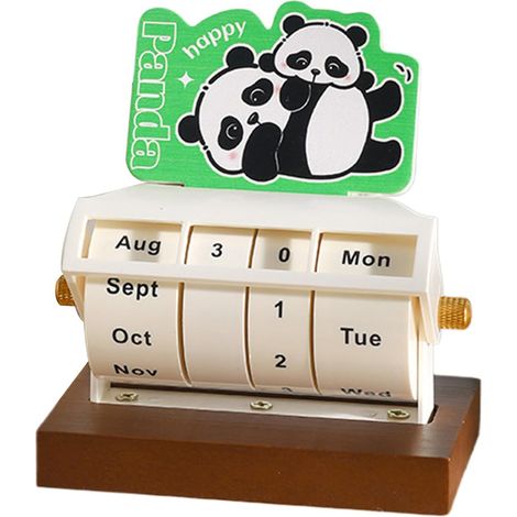 Drehbarer Panda-Tischkalender, Wanddekoration für Wohnzimmer oder Schule, kreative Fotorequisite, grün.