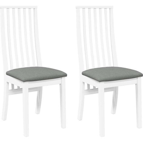 Lot de 2 Chaises à manger,Chaise de cuisine coussins blanc bois massif caoutchouc CFW93752 (1/5)