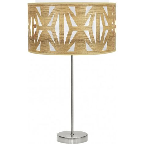 Katerina Lampada da Tavolo Alta 1xe27 Nichel/Legno Chiaro 61x30x30 Cm