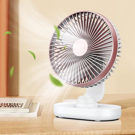 USB-Tischventilator, tragbar, mit 5000-mAh-Akku, 4 Geschwindigkeiten, einstellbare Drehung, für Zuhause, Bett, Büro, Reisen, Camping (1/5)