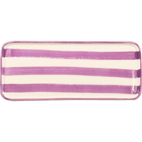 Lido Lot De 2 Assiettes Rectangulaires Série Rayures En Céramique Artisanale Violette Faits À La Main En Italie Design Moderne Pour Votre Table