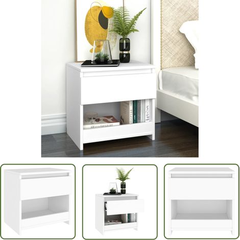 The Living Store Nachttisch Weiß 40x30x39 cm Holzwerkstoff - Nachttisch - Weißer Nachttisch - Holzmöbel - Wohnraum Deko - Couchtisch (1/5)