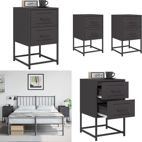 Comodini 2 pz Neri 36x39x60,5 cm in Acciaio - Comodino nero - Comodino industriale
