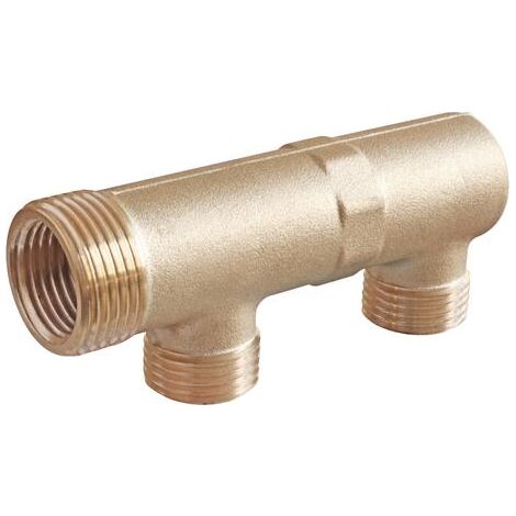 Collecteur double filetage bouchonné, 2 départs, pour sanitaire et chauffage