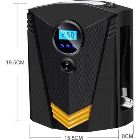 Compresseur D Air - Gonfleur Pneus Voiture Numerique 12 V 150 PSI Avec Ecran LCD Et Lumiere LED - Pour Voiture Moto Velo - 1 Unite (1/4)
