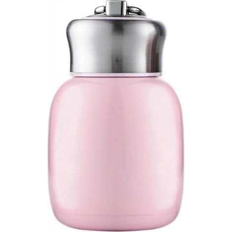 Mini bouteille d'eau isotherme sous vide, mug de voyage portable et étanche, acier inoxydable, 200 ml, bouteille isotherme (rose pêche). (1/5)