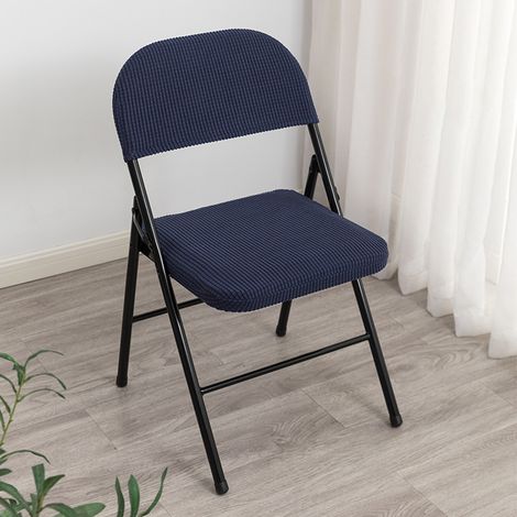 Lot de 2 housses de chaise extensibles et résistantes en jacquard élastique, housses de chaise fendues pour décoration de fête, mariage et maison, bleu (1/5)