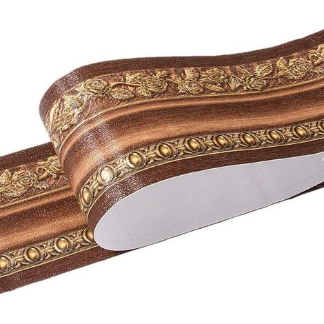 Moldura de pared con estampado floral, apta para zócalos y paredes decorativas, 10,6 cm x 5 m por rollo (marrón oscuro, 1 pieza) (1/5)