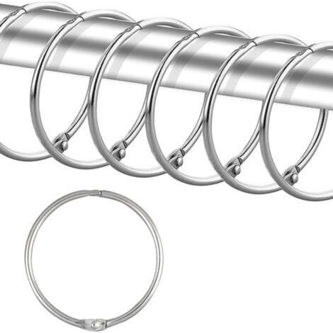24 Duschvorhangringe, rostfreie Duschvorhanghaken für Badezimmer, dekorative runde Duschvorhangringe und Duschvorhangstangenhaken, Silber (1/4)