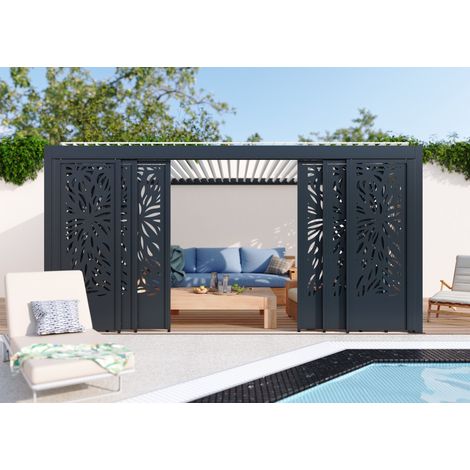 Paroi Coulissante Aluminium 5m Anthracite Pour Pergola S et SV France (1/4)