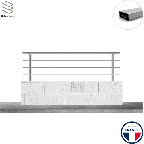 Garde-corps aluminium sur muret, 1m pose à visser au sol, intérieur et extérieur, PRISTINA 3 lisses, en kit (1/5)