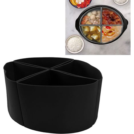 Crockpot 6QT Schongarer mit vier Kammern, 4-in-1 Silikon-Innentopf, schwarz. (1/5)