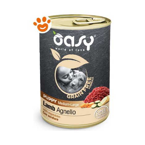 Oasy Dog Grain Free Puppy Medium-Large Agnello - Oasy Dog Grain Free Puppy Medium-Large Agnello - Lattina Da 400 Gr