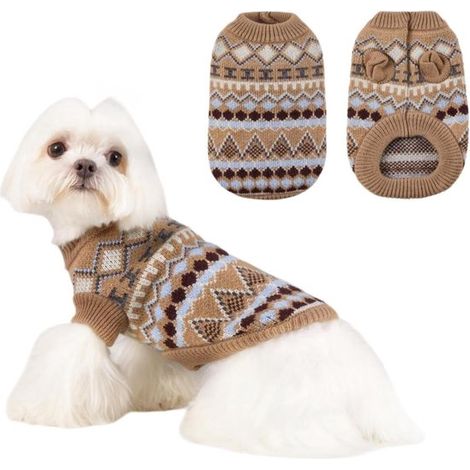 Suéter para perro, Suéter cálido para chihuahua para perros pequeños, cuello redondo, puños acanalados, suéter elástico para perro, azul, XS (1/5)