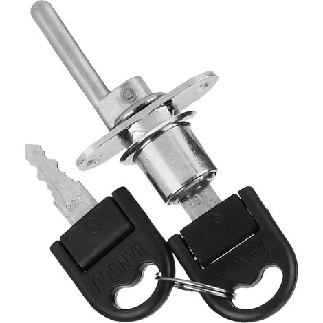 2 Stück Möbelschubladenschloss, Kleiderschrankschloss, Aktenschrankschloss mit Schlüsseln, Bürosicherheit (19 mm Kopf, silber) (1/5)
