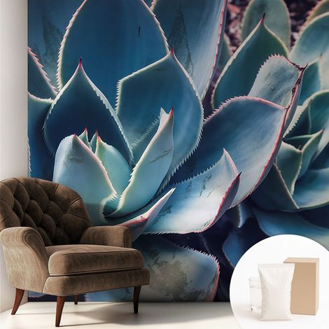 Papier peint décoratif avec colle pour mur dans salon chambre entrée et plus Solution de décoration facile à installer Aloès vert 250x250 cm (1/5)
