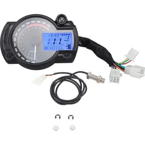 Compteur de vitesse LED moto 12V, clignotants, consommation de carburant, indicateur température eau pour moto, voiture, camping-car (1/5)