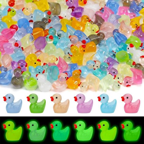 Lot de 100 Canard, Résine, Phosphorescent, Figurine, Multicolore, Aquarium, Jardin, Maison de poupée (1/5)