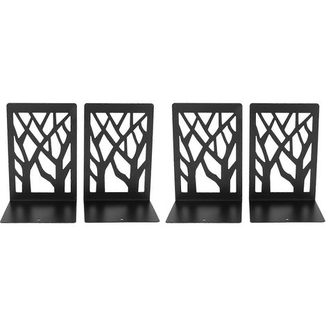 Lot de 4 serre-livres en métal pour livres lourds - Serre-livres serre-livres pour étagères supports de livres pour bureau - Noir (1/4)