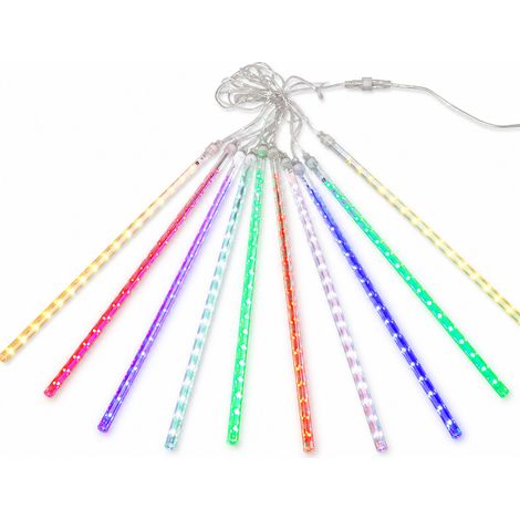 Guirlande LED Pluie de Météores Multicolore Extérieure Imperméable sur Secteur, 10 Tubes (1/5)