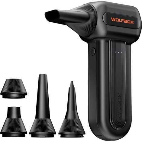 Souffleur Air Comprimé, 110000 tr/min, Sans Fil Mini, 3 vitesses, autonomie 240 min, dépoussiérant pour clavier, voiture, maison, 5 buses (1/5)