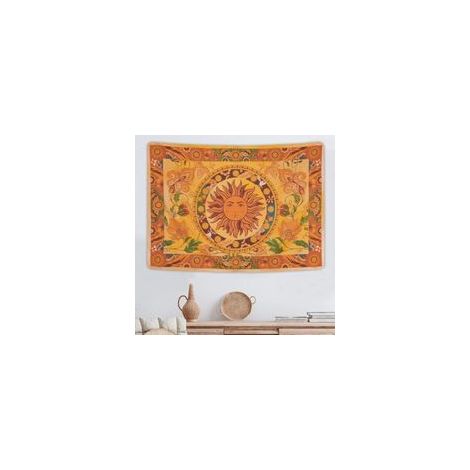 150x130cm Tapisserie murale vintage en forme de soleil brûlant - Décoration murale pour chambre à coucher, salon