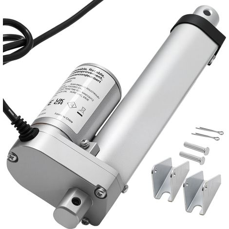 VEVOR Attuatore Lineare 12V, Attuatore Lineare Impermeabile IP54 con Corsa 101,6 mm, 15 mm/s, Attuatori di Movimento 1000 N con Staffe di Montaggio per Scrivania Elevatrice, Poltrone Reclinabili