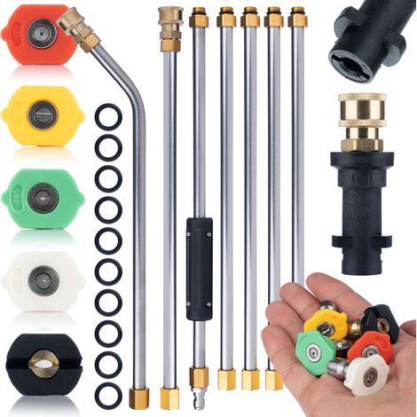 Set di Lance per Idropulitrice compatibile con Kärcher K2–K7 – 7 Lance, 5 Ugelli, 250 Bar  Lunghezza Totale 2,6 m  Alta Pressione, Ergonomico