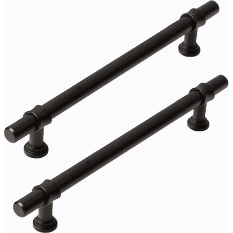 2 maniglie nero opaco per armadi, cucine e cassetti. Interasse dei fori: 96 mm. Realizzate in lega di alluminio e zinco. Viti incluse. (1/5)
